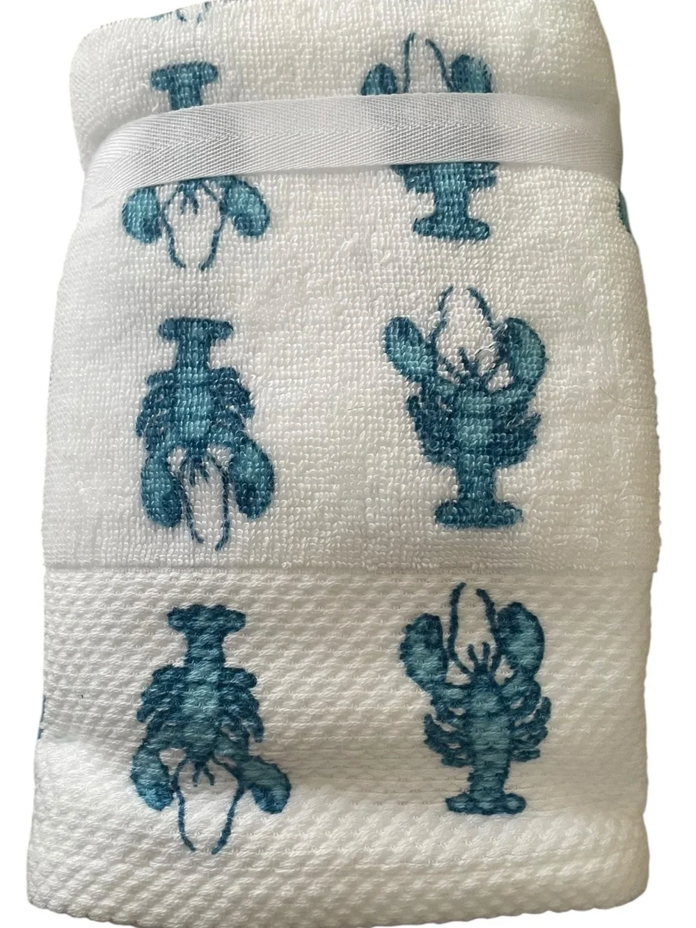 Deborah Connolly Designs Blue Lobster Hand Towel - Coastal Beach Kitchen Decor